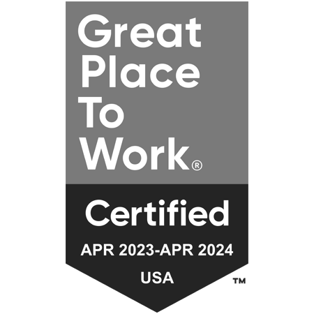 黑色和白色版本的伟大工作场所认证2023年4月——2024年4月,美国徽章